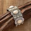imageTOPACC White Turquoise Bracelets with Ring Western Cowgirl Stretch Bracelet for Women Boho Jewelry Set for Western OutfitBWhite Silver