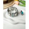 imageTOPACC White Turquoise Bracelets with Ring Western Cowgirl Stretch Bracelet for Women Boho Jewelry Set for Western OutfitBWhite Turquoise Silver