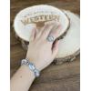 imageTOPACC White Turquoise Bracelets with Ring Western Cowgirl Stretch Bracelet for Women Boho Jewelry Set for Western OutfitCWhite Silver