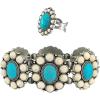 imageTOPACC White Turquoise Bracelets with Ring Western Cowgirl Stretch Bracelet for Women Boho Jewelry Set for Western OutfitAWhite Turquoise Silver