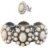 imageTOPACC White Turquoise Bracelets with Ring Western Cowgirl Stretch Bracelet for Women Boho Jewelry Set for Western OutfitAWithe Silver