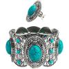 imageTOPACC White Turquoise Bracelets with Ring Western Cowgirl Stretch Bracelet for Women Boho Jewelry Set for Western OutfitBTurquoise Silver