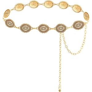 imageTOPACC Western Chain belt for Women Metal Concho Belt Cowgirl Chain BeltAgold
