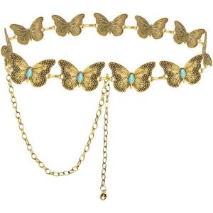 imageTOPACC Western Chain belt for Women Metal Concho Belt Cowgirl Chain BeltEgold