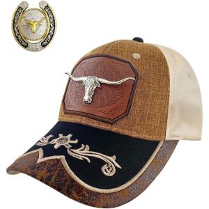 imageTOPACC Western Trucker Hat for Men Women Vintage Cowboy Country Hats Cute Baseball Cap for Western OutfitA Brown