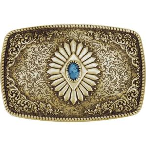 imageTOPACC Western Belt Buckle Cowboy Vintage Cowgirl Belt Buckle 15 in Novelty for Men WomenTurquoise Gold
