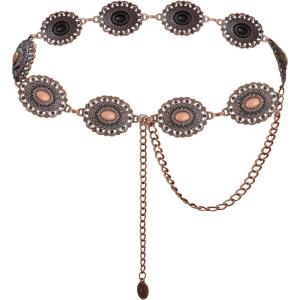 imageTOPACC Western Metal Concho Belt for Women Cowgirl Chain Belts for Dresses Jeans Country Concert OutfitBronze342