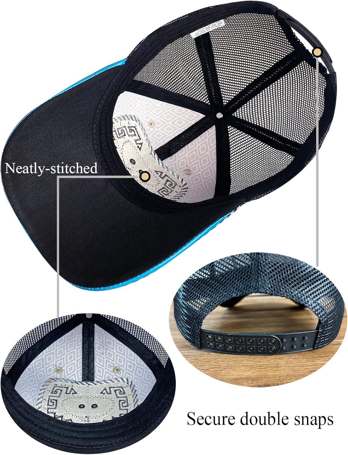 imageTOPACC Western Cowboy Trucker Hat for Women Horse Vintage Western Country Hats Baseball Cap for Cowgirl OutfitA Blue