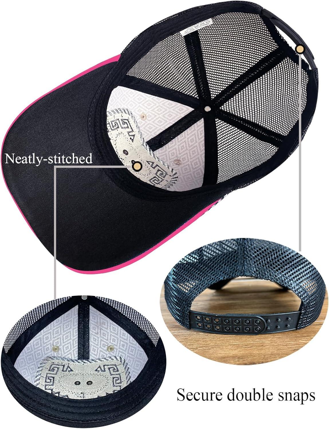 imageTOPACC Western Cowboy Trucker Hat for Women Horse Vintage Western Country Hats Baseball Cap for Cowgirl OutfitD Pink