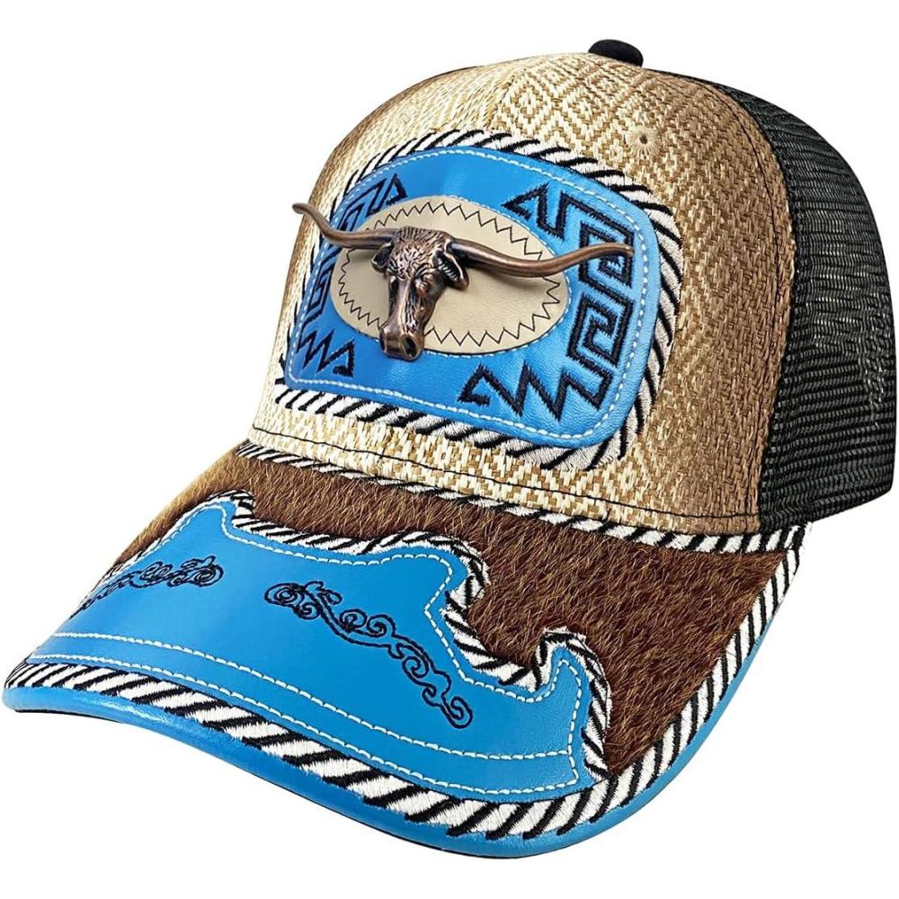 imageTOPACC Western Cowboy Trucker Hat for Women Horse Vintage Western Country Hats Baseball Cap for Cowgirl OutfitB Blue