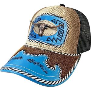 imageTOPACC Western Cowboy Trucker Hat for Women Horse Vintage Western Country Hats Baseball Cap for Cowgirl OutfitB Blue