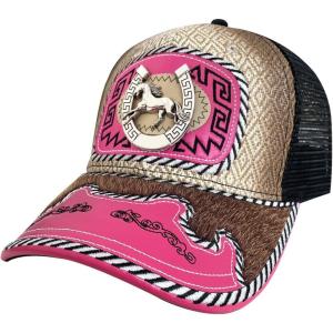 imageTOPACC Western Cowboy Trucker Hat for Women Horse Vintage Western Country Hats Baseball Cap for Cowgirl OutfitC Pink