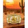 imageTOPACC Western Belt Buckle for Men Women Novelty Rodeo Cowgirl Cowboy Belt Buckle for Western Gift Fit 15 InchesF Silver Gold