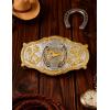 imageTOPACC Western Belt Buckle for Men Women Novelty Rodeo Cowgirl Cowboy Belt Buckle for Western Gift Fit 15 InchesI Silver Gold