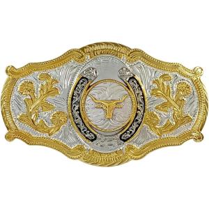 imageTOPACC Western Belt Buckle for Men Women Novelty Rodeo Cowgirl Cowboy Belt Buckle for Western Gift Fit 15 InchesH Silver Gold
