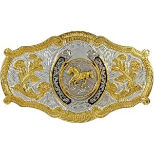 imageTOPACC Western Belt Buckle for Men Women Novelty Rodeo Cowgirl Cowboy Belt Buckle for Western Gift Fit 15 InchesI Silver Gold