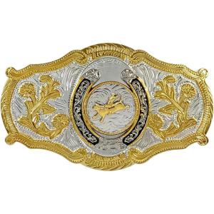 imageTOPACC Western Belt Buckle for Men Women Novelty Rodeo Cowgirl Cowboy Belt Buckle for Western Gift Fit 15 InchesJ Silver Gold