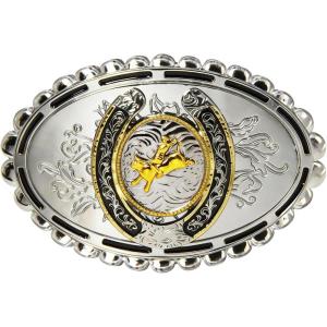 imageTOPACC Western Belt Buckle for Men Women Novelty Rodeo Cowgirl Cowboy Belt Buckle for Western Gift Fit 15 InchesK Silver Gold