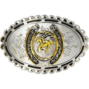 imageTOPACC Western Belt Buckle for Men Women Novelty Rodeo Cowgirl Cowboy Belt Buckle for Western Gift Fit 15 InchesL Silver Gold