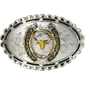 imageTOPACC Western Belt Buckle for Men Women Novelty Rodeo Cowgirl Cowboy Belt Buckle for Western Gift Fit 15 InchesM Silver Gold