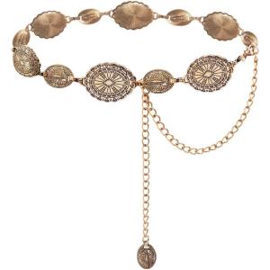 imageTOPACC Western Metal Concho Belt for Women Cowgirl Chain Belts for Dresses Jeans Country Concert Outfit1champagne Gold