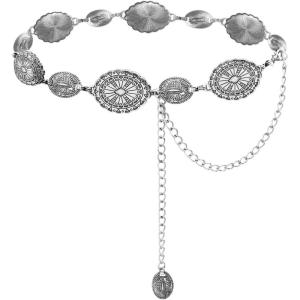 imageTOPACC Western Metal Concho Belt for Women Cowgirl Chain Belts for Dresses Jeans Country Concert Outfit1silver