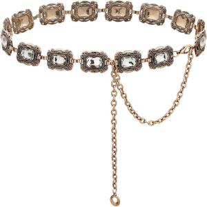 imageTOPACC Western Metal Concho Belt for Women Cowgirl Chain Belts for Dresses Jeans Country Concert OutfitBrass Gold32a