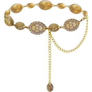 imageTOPACC Western Metal Concho Belt for Women Cowgirl Chain Belts for Dresses Jeans Country Concert OutfitYellow Gold39