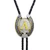 imageTOPACC Native American Bolo Tie for Men Women Gold Western Bolo Tie Initial Letter A To Z Vintage Cowboy NecklaceA