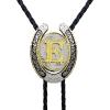 imageTOPACC Native American Bolo Tie for Men Women Gold Western Bolo Tie Initial Letter A To Z Vintage Cowboy NecklaceE