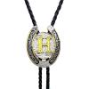 imageTOPACC Native American Bolo Tie for Men Women Gold Western Bolo Tie Initial Letter A To Z Vintage Cowboy NecklaceH