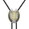 imageTOPACC Native American Bolo Tie for Men Women Gold Western Bolo Tie Initial Letter A To Z Vintage Cowboy NecklaceI