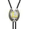 imageTOPACC Native American Bolo Tie for Men Women Gold Western Bolo Tie Initial Letter A To Z Vintage Cowboy NecklaceL