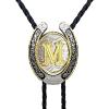 imageTOPACC Native American Bolo Tie for Men Women Gold Western Bolo Tie Initial Letter A To Z Vintage Cowboy NecklaceM