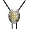 imageTOPACC Native American Bolo Tie for Men Women Gold Western Bolo Tie Initial Letter A To Z Vintage Cowboy NecklaceR