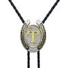 imageTOPACC Native American Bolo Tie for Men Women Gold Western Bolo Tie Initial Letter A To Z Vintage Cowboy NecklaceT
