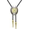 imageTOPACC Native American Bolo Tie for Men Women Gold Western Bolo Tie Initial Letter A To Z Vintage Cowboy NecklaceH