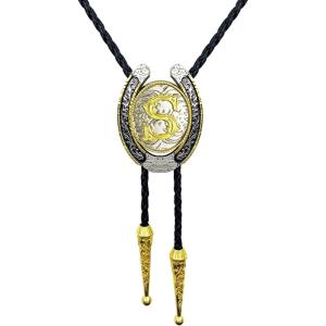 imageTOPACC Native American Bolo Tie for Men Women Gold Western Bolo Tie Initial Letter A To Z Vintage Cowboy NecklaceS