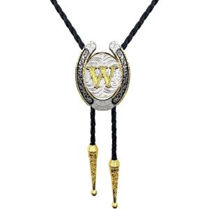 imageTOPACC Native American Bolo Tie for Men Women Gold Western Bolo Tie Initial Letter A To Z Vintage Cowboy NecklaceW