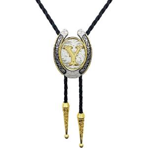 imageTOPACC Native American Bolo Tie for Men Women Gold Western Bolo Tie Initial Letter A To Z Vintage Cowboy NecklaceY