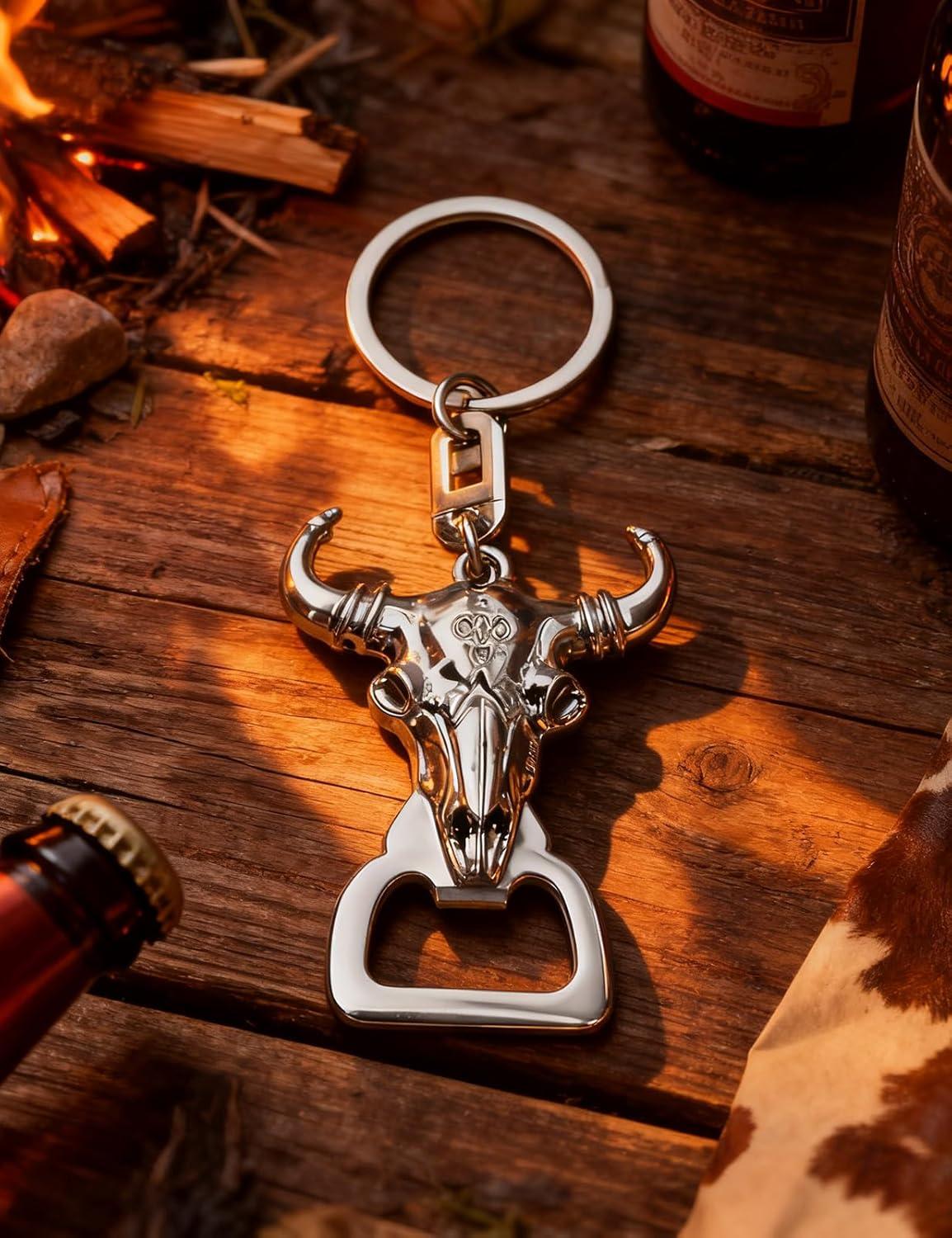 imageTOPACC Western Keychain Bottle Opener Cowboy Horse Bottle Opener Keychain Tool Vintage Key Ring for Western AccessoriesAsilver