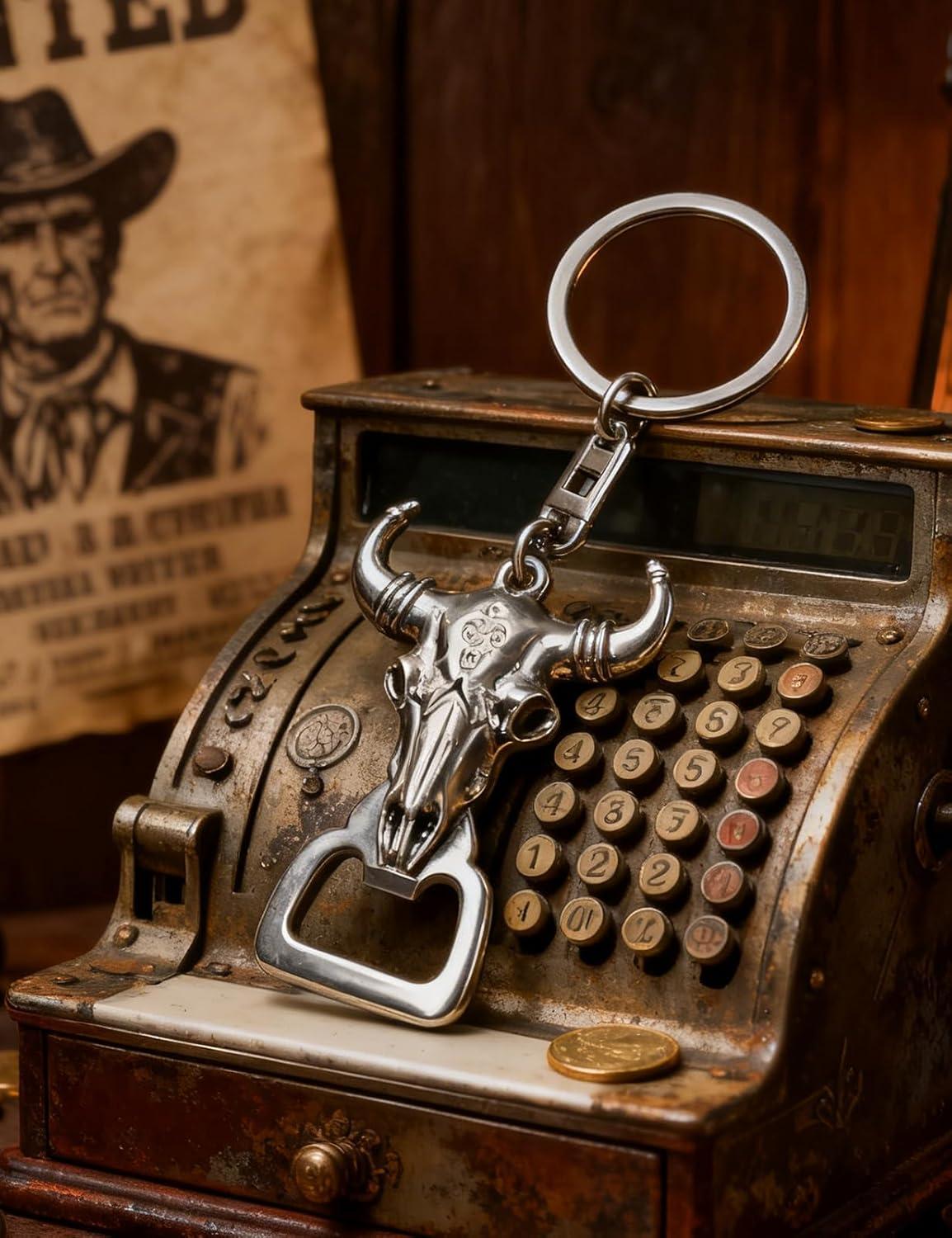 imageTOPACC Western Keychain Bottle Opener Cowboy Horse Bottle Opener Keychain Tool Vintage Key Ring for Western AccessoriesAsilver