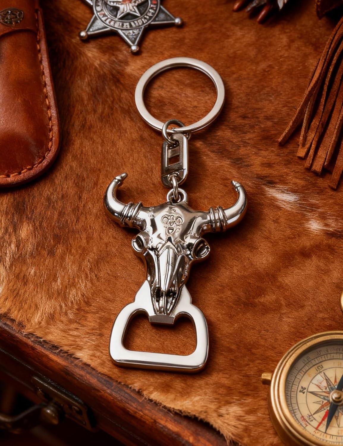 imageTOPACC Western Keychain Bottle Opener Cowboy Horse Bottle Opener Keychain Tool Vintage Key Ring for Western AccessoriesAsilver