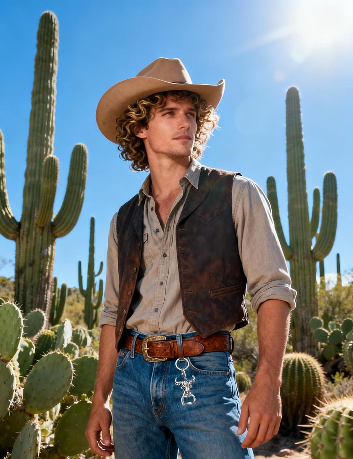 imageTOPACC Western Keychain Bottle Opener Cowboy Horse Bottle Opener Keychain Tool Vintage Key Ring for Western AccessoriesAsilver