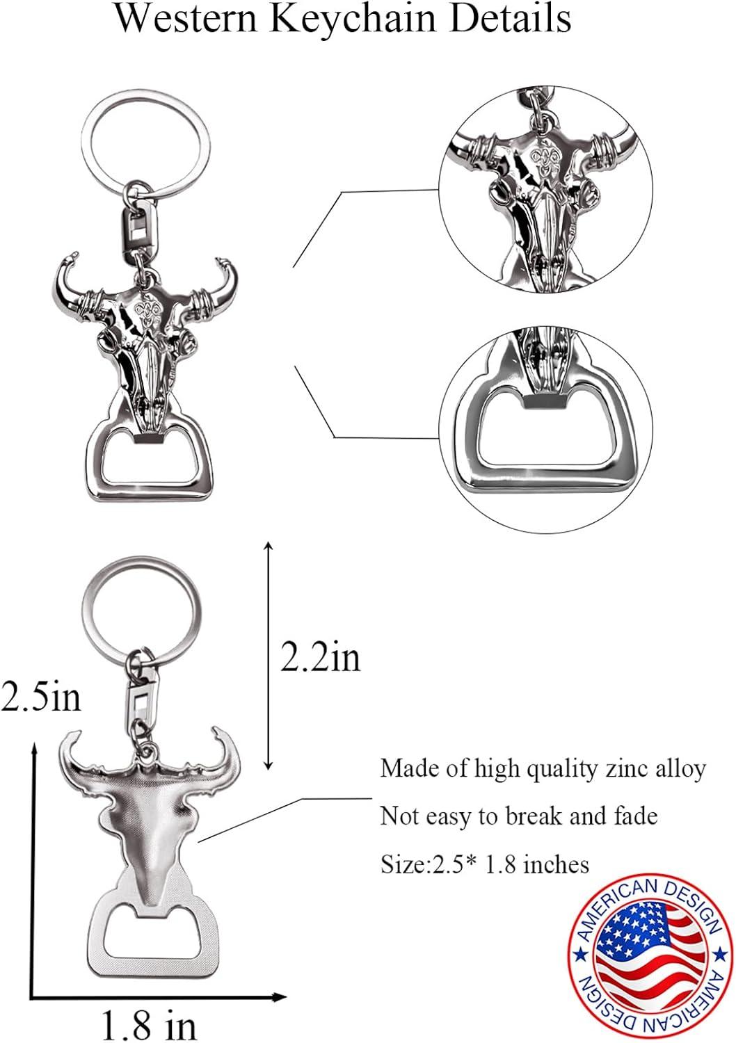 imageTOPACC Western Keychain Bottle Opener Cowboy Horse Bottle Opener Keychain Tool Vintage Key Ring for Western AccessoriesAsilver
