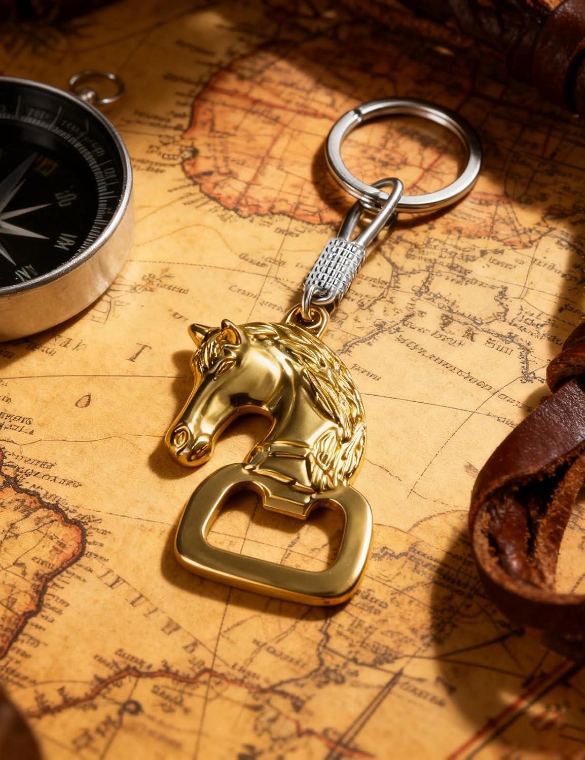 imageTOPACC Western Keychain Bottle Opener Cowboy Horse Bottle Opener Keychain Tool Vintage Key Ring for Western AccessoriesDgold