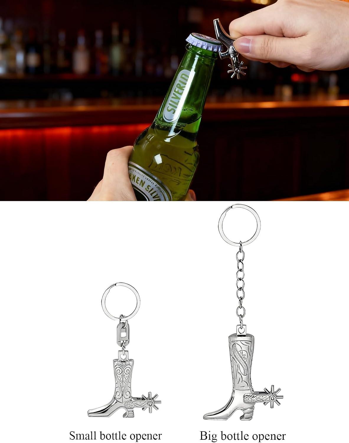 imageTOPACC Western Keychain Bottle Opener Cowboy Horse Bottle Opener Keychain Tool Vintage Key Ring for Western AccessoriesEsilver
