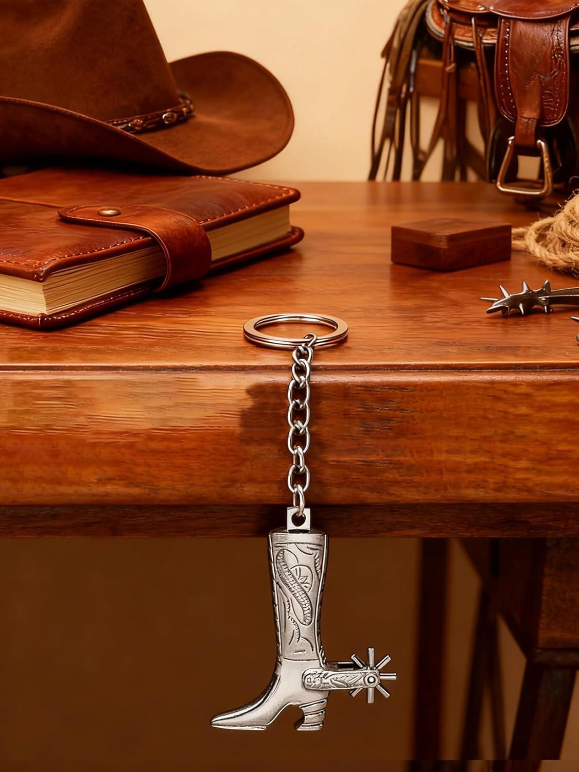 imageTOPACC Western Keychain Bottle Opener Cowboy Horse Bottle Opener Keychain Tool Vintage Key Ring for Western AccessoriesEsilver