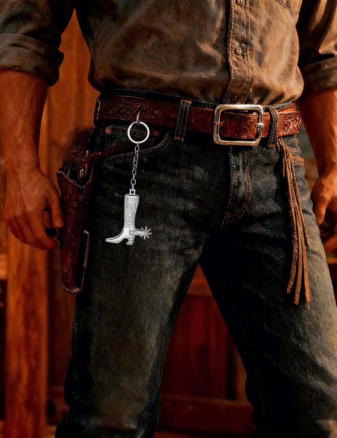 imageTOPACC Western Keychain Bottle Opener Cowboy Horse Bottle Opener Keychain Tool Vintage Key Ring for Western AccessoriesEsilver