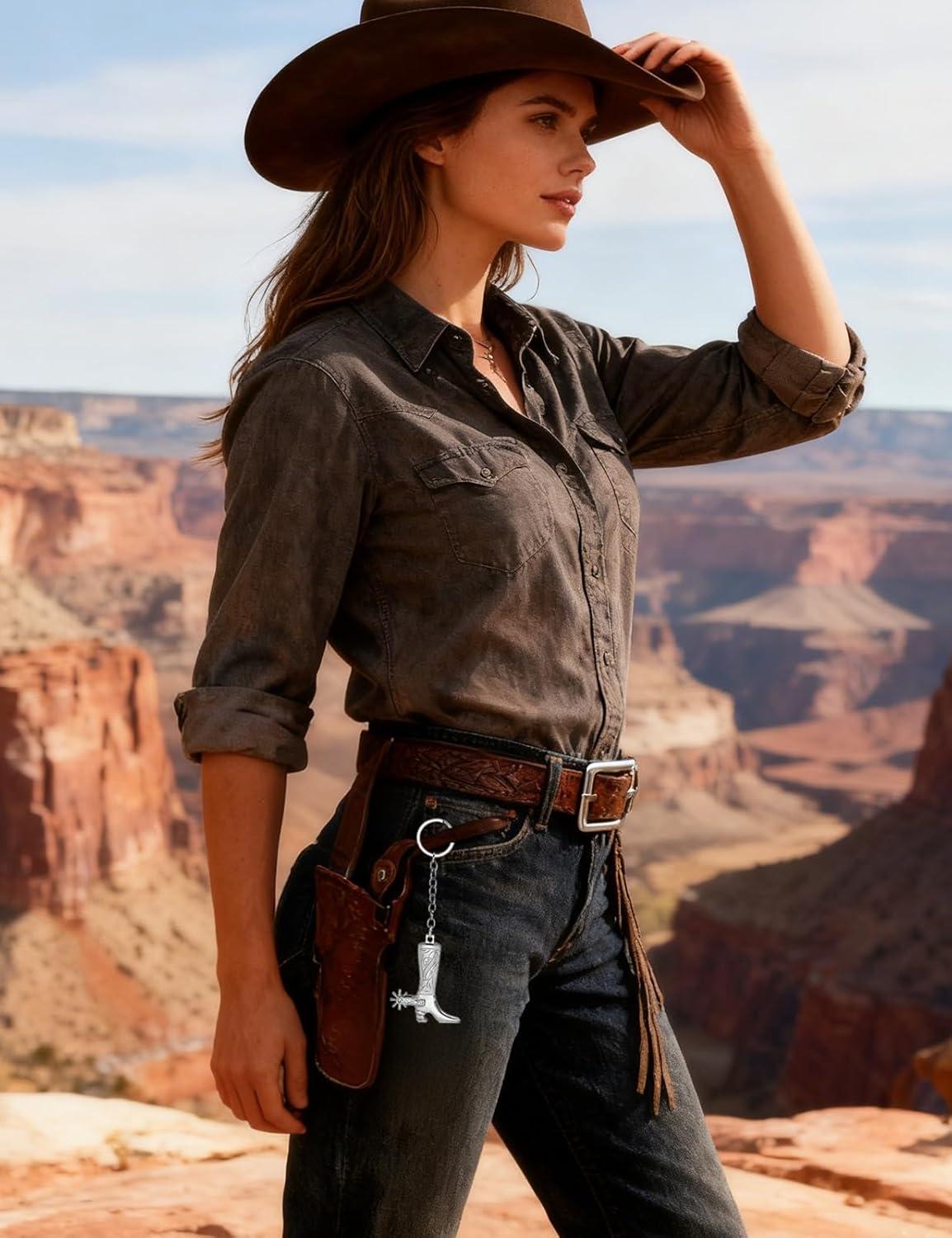 imageTOPACC Western Keychain Bottle Opener Cowboy Horse Bottle Opener Keychain Tool Vintage Key Ring for Western AccessoriesEsilver